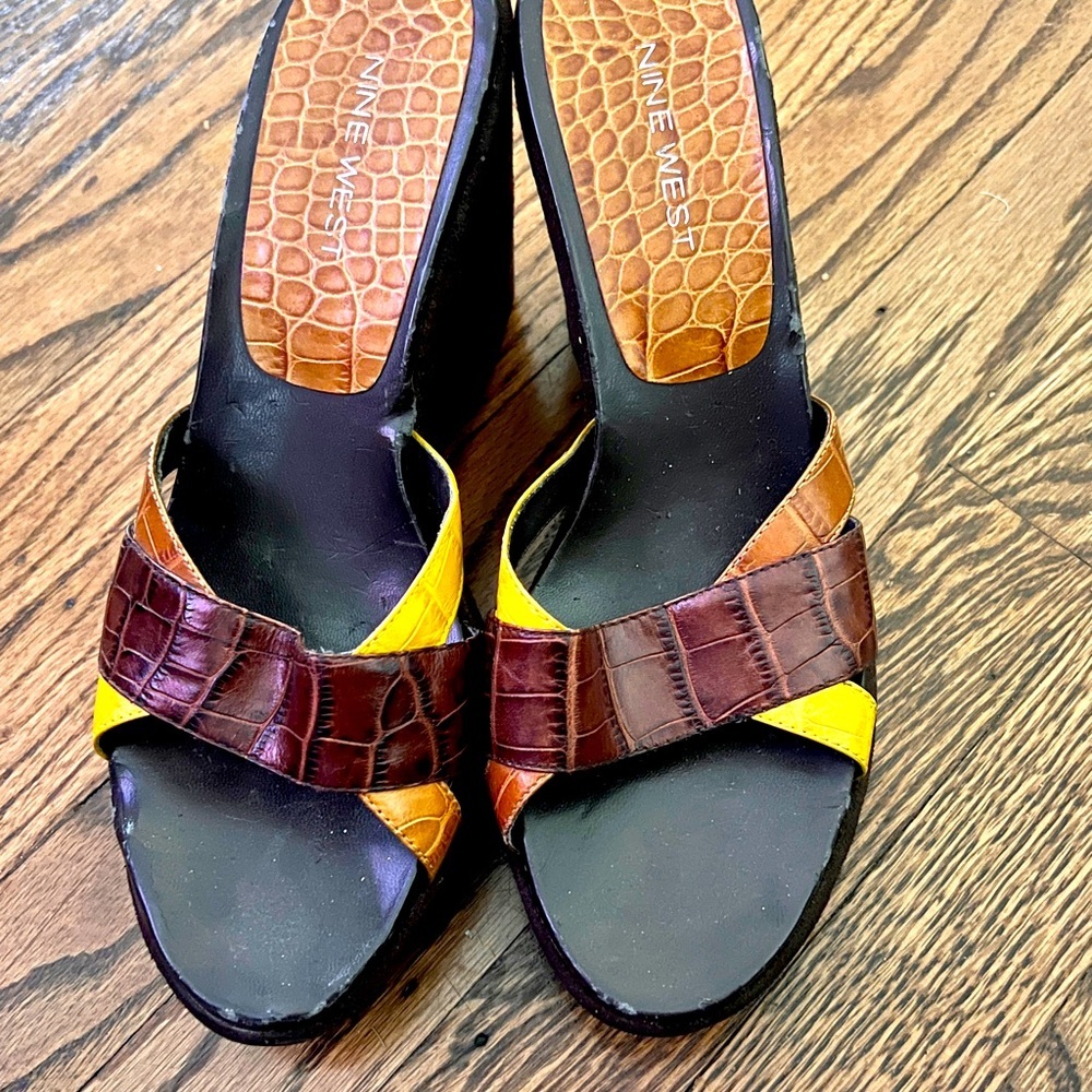 Nine West suede wedge with‎ leather straps. Size 7.5